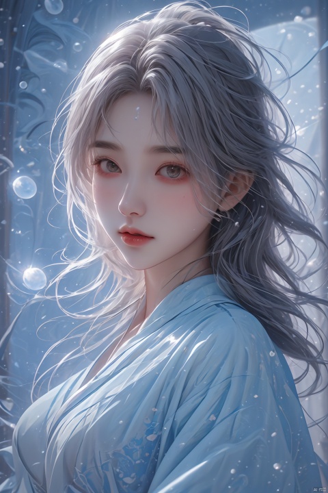  (pink hair:1.5),(bubble:1.5),High detailed, masterpiece, Cowboy lens, A girl, solo, female focus:1.4, bangs, Medium chest, Gray hair: 1.4, long hair, White kimono, Hold a sword, Scabbard, Blue energy vortex, Blue light painting, fine gloss, Architecture, Ancient Chinese architecture, Night：1.3, Starry sky, Full moon, Film and television style, ray tracing, motion blur, Depth of field, sparkle, Surrealism, Conceptual art, reflection light, UHD, 8K, best quality, textured skin, 1080P, ccurate, (\meng ze\)