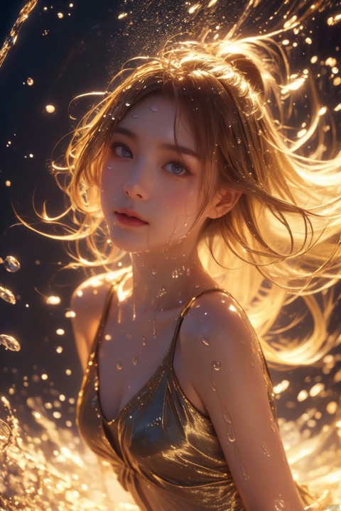 Epic CG masterpiece,stunningly beautiful,graphic tension,dynamic poses,stunning colors,3D rendering,surrealism,cinematic lighting effects,realism,00 renderer,super realistic,masterpiece,best quality,32k uhd,insane details,intricate details,hyperdetailed,hyper quality,high detail,ultra detailed,Masterpiece,
1girl,solo,glowing,simple background,,rain,it's soaking wet,(splash of water:1.4),,wet_hair, yanlingji, (\MBTI\), jiqing, babata, (\shen ming shao nv\)