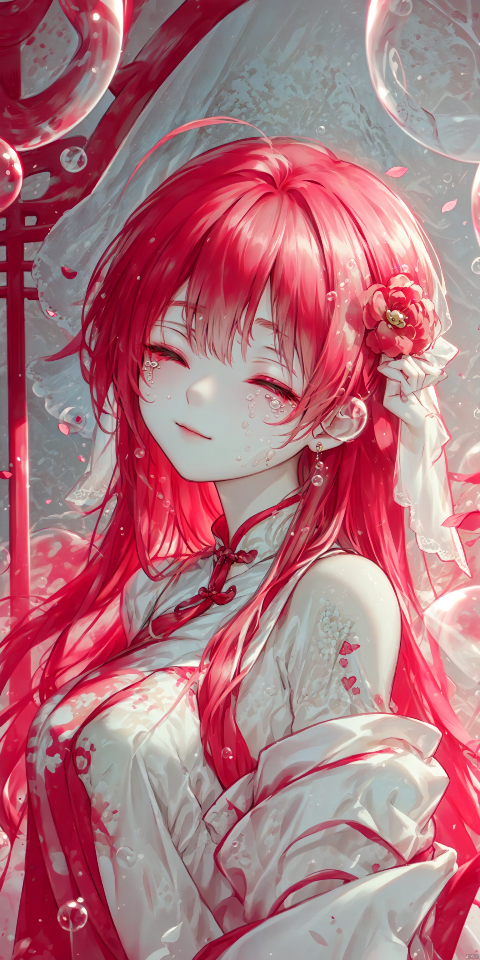 (bubble:1.5),1girl, long hair, solo, veil, flower, closed eyes, dress, smile, wedding dress, hair ornament, petals, dated, ribbon, tears, bouquet, bridal veil, signature, hair flower, red hair, crying, white background, pink hair, upper body, masterpiece, top quality, horror, theme, masterpiece, masterpiece, top quality, no humans, scenery, red theme, night, Ylvi-Tattoos, horror, theme, Tombstone, Grave, cute girl, Paper man, Paper dowry, Dowry, Bride of Horrors, Oni Shin Musume, Paper sedan chair, Sedan chair, horror, Demon Bride, The wedding dress is new, Bride's robe, Red wedding dress, Oni Shin Musume, Underworld wedding, The yin is strong, Ghost Love, It's not pure, The dead in vain, The heart is restless, Lonely and cold in the month before the grave, The cemetery is grass-colored and tear-stained, The dusty past is like smoke, There was no end to the sigh of sorrow, White wedding dress, best quality, best quality,,(masterpiece, top quality, best quality),horror (theme),
masterpiece,(masterpiece, top quality, best quality, ((no humans)), scenery, red theme, night, Ylvi-Tattoos, horror (theme),Tombstone, Grave, cute girl, (\shuang hua\), purdress, hanfu, backlight, Chinese weddingdress, Dragon and girl, chineseclothes, hydress-hair ornaments, (\meng ze\)