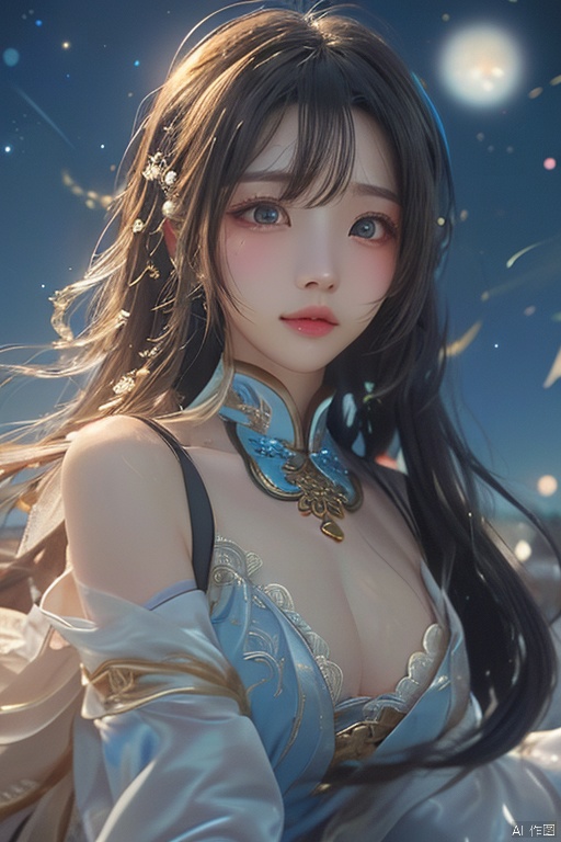  {{best quality}}, {{masterpiece}}, {{ultra-detailed}}, {illustration}, {detailed light}, {an extremely delicate and beautiful}, a girl, {beautiful detailed eyes}, stars in the eyes, messy floating hair, colored inner hair, Starry sky adorns hair, depth of field, (\han yu long huang\), (\huo yan shao nv\), (\long wang ga ma\)