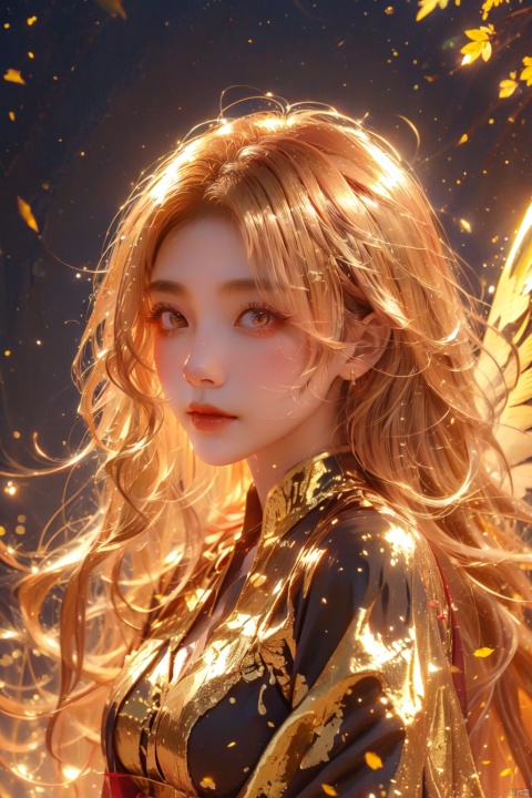  Red eyes,wings, evil, golden, shiny, gold hair,High detailed ,midjourney,perfecteyes,Color magic,urban techwear,hmochako,better witch,witch, witch,Long hair,free style,horror (theme), Thick coating, (\shen ming shao nv\), (\meng ze\)