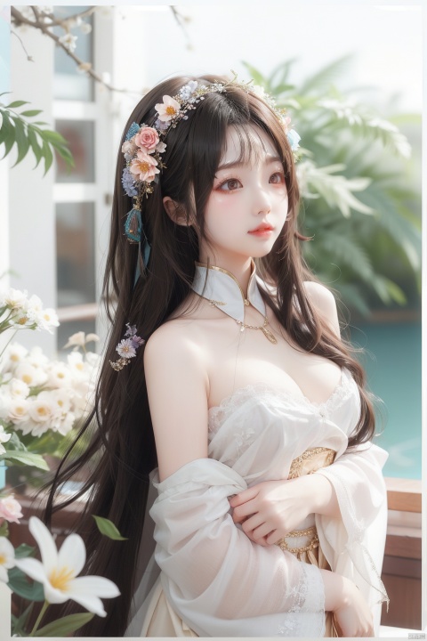  1girl,flowers theme, jewerly theme,very long hair, (\shuang hua\)