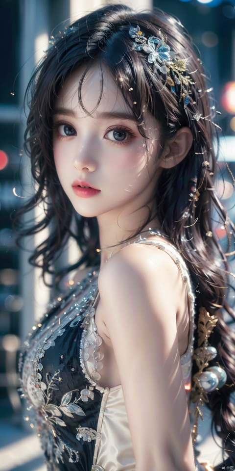  (ice), best quality, 8K, HDR, highres, absurdres:1.2, blurry background, bokeh:1.2, Photography, (photorealistic:1.4), (masterpiece:1.3), (intricate details:1.2), 1girl, solo, delicate, (detailed eyes), (detailed facial features), petite,skin tight, (looking_at_viewer), from_front, (skinny), (lipgloss, caustics, Broad lighting, natural shading, 85mm, f/1.4, ISO 200, 1/160s:0.75),dress, , ((poakl)),Light master,, tifa lockhart, (\shuang hua\)