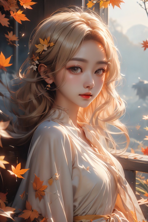  aki shizuha, 1girlaki shizuha blonde hair short hair yellow eyes leaf hair ornamentred shirtskirtlong sleeves, sunset, 8kcg wallpaper, (ultra detailed:1.4), illustration, cinema light, autumn leaves season, 1girl, autumn leaves hair ornament, blush, open mouth, smile, one eye closed, looking out of the viewer, (((touch your hair with one hand))), autumn evening, swaying wind, beautiful background, sunlight filtering through the foliage, scattered light
, (\meng ze\), jiqing, (\MBTI\), mjuanlian