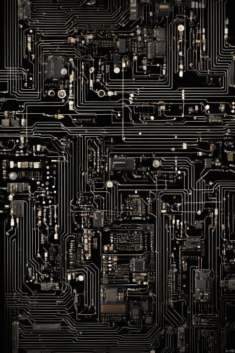 A black circuit background with many different parts connected to each other, with a password punk style, iconic