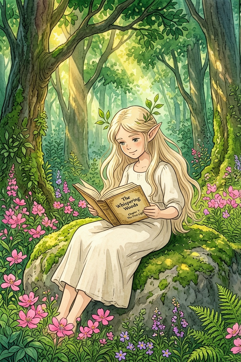 动漫风格,  吉卜力工作室风格,  一个可爱的精灵女孩 by 焦糖拿铁多加奶 on Tensor.Art