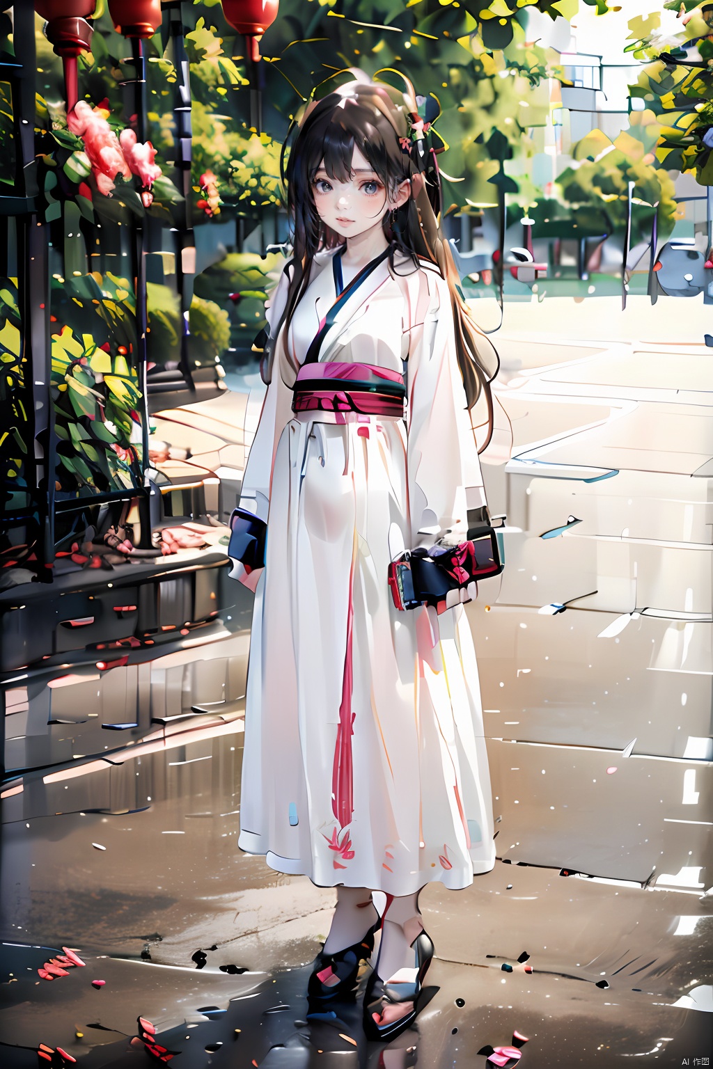  masterpiece,best quality,colorful inkpainting, a cute girl with antlers, brown hairs, flower, solo, butterfly, long hair, hair ornament, realistic,jewelry, earrings, hanfu, chinese clothes, rose,full body,standing,outdoors
