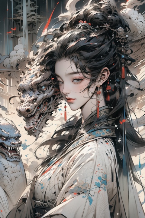 Masterpiece,best quality,(Highest picture quality),(Master's work),(ultra-detailed),{top quality},1 girl,A female warrior with black hair,emma,girl,evil ghost,Chinese style,long