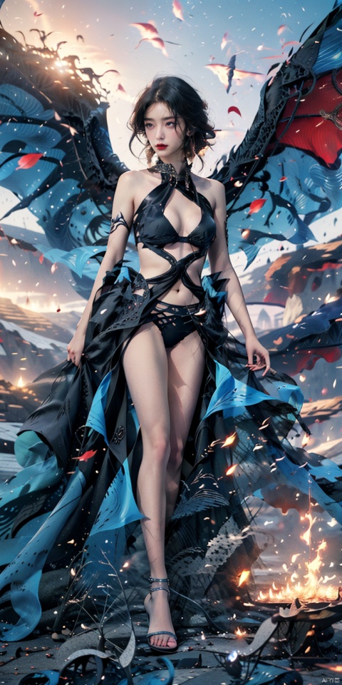  (very_long_white hair:1.2), (cleavage cut out, high cut, bare waist, bare legs, bare arms:1.9), (plumping breasts, slender waist, very long leg), waist photo, Surrounded by rotating transparent red scrolls, floating transparent red Chinese characters, dynamic, rotating, 1 girl soaring in the sky, looking at the camera, writing calligraphy, solo, blue eyes, holding, weapon, holding weapon, glow, robot, mecha, science fiction, open_hand,movie lighting, strong contrast, high level of detail, best quality, masterpiece,heigirl,crystal_dress , crystal , wings,kanju shufa background, shufa background, qingsha, gonggongshi, Daofa Rune, eastern dragon, 1girl, midjourney portrait