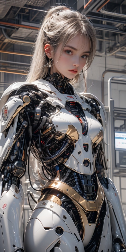  Head exposed, (red, bionic machine body, skin tight, android), (plumping breasts, slender waist, very long legs), waist photo, (close up :1.2), 1girl, （masterpiece),(best quality) , high detal, hyper-detailing, The painting depicts scenes of breathtaking images of magnificent spaces。The picture shows a girl with machine body, Face back, Look at a red-glowing planet in space。The scene is highly-detailed, Clarity is extraordinary, Every intricate detail of the panorama is captured。, Surrealism, chiaroscuro, cinematic lighting, ray tracing, reflection light, projected inset, 8k, UHD, masterpiece, textured skin, super detail, high details, high quality, best quality, highres, 8k,firmament,space elevator,Fire,Universe,midjourney,space_helmet,Planet,science fiction,EpicSky,cloud,yuzu,machinery,1girl