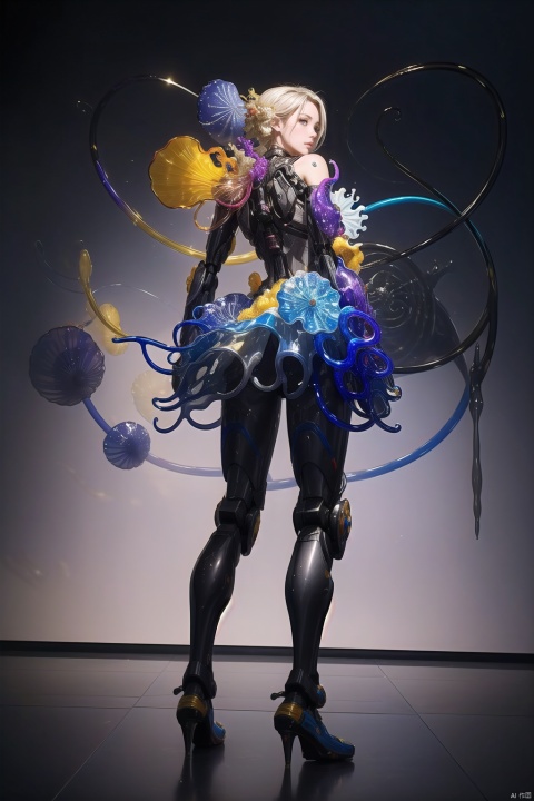  girl,Face the audience,mechanical body, cyberpunk mecha,  detailed characterization, master level, mecha reflection, advanced rendering, sharp, The mecha is integrated with the body, clear bones, blood flow,

beautiful details,(by Dale Chihuly:1.25)
(character concept art:1.2),front side back three views,
﻿
(masterpiece,best quality:1.4),