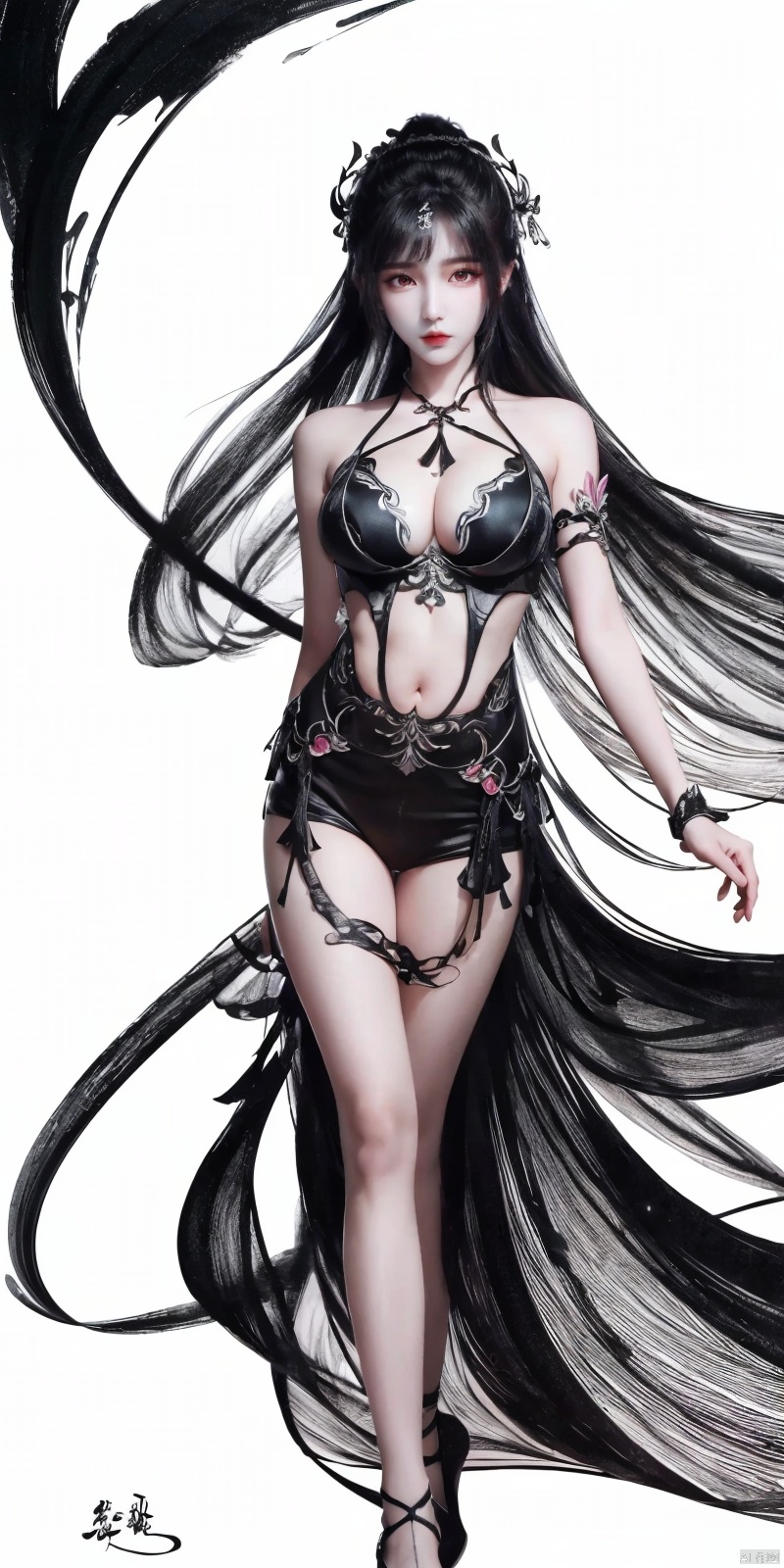  (plumping breasts, slender waist, very long legs :1.3), 
(dramatic, gritty, intense:1.4),
masterpiece, best quality,8k, insane details,hyper quality,ultra detailed, Masterpiece,(calligraphy:1.4),
(ether colorful ink flowing:1.3),foot
1girl,A shot with tension,white hair,exposed collarbone,sideways,Simple background, Ink scattering_Chinese style,yjmonochrome,Ink and wash style, fenhong, 1girl, Gothic, lotus leaf, shine eyes01, xiaowu,, 1 girl, ((poakl))