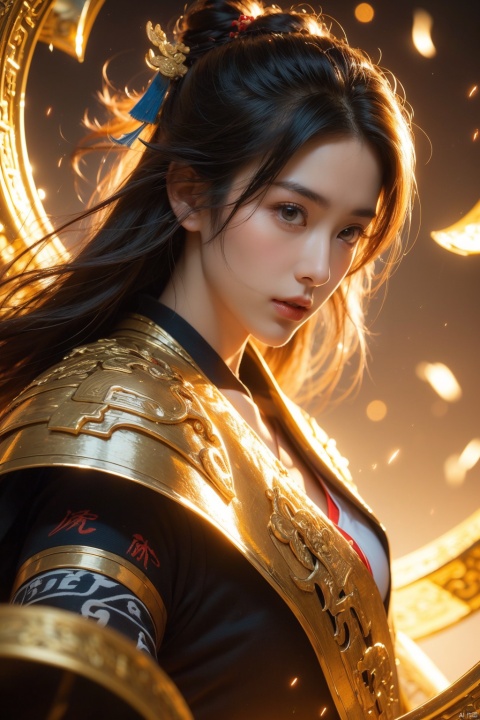 (low-angle, ultra-wide) , a woman in Mech, armor, action figure, delicate eyebrows, beautiful features, (upper body close-up: 1.2) , (pubic hair: 1.3) , sparkling runes, (rotating long volume: 1.2) , (floating transparent Chinese characters) , motion, Best Picture Quality, 3D rendering, looking up, wide angle, Fisheye, lens focus, super realistic and detail, high detail texture, super high quality, 16K, Dauphin, flow scrolls, kawaiitech, Fashion Style