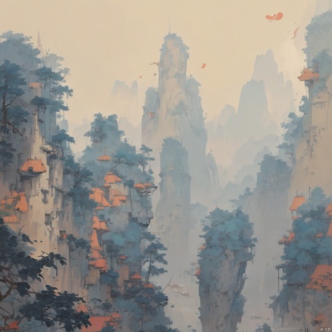  ,wdw kehuanfeng,Light,AARG_aerial-000018,bj_Fault art,east_asian_architecture, Ink and wash style_WDW_SMF, wdw_claborate-style painting