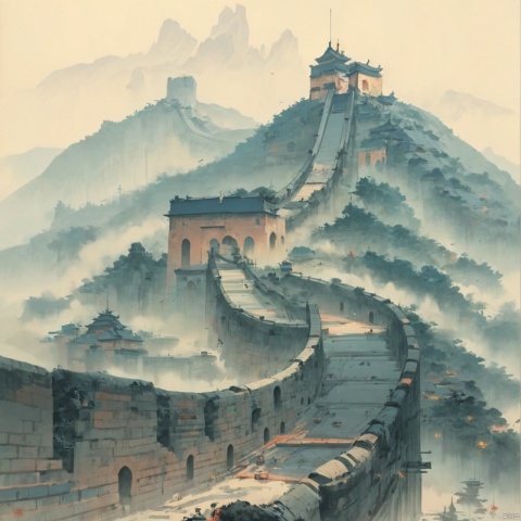 ,wdw kehuanfeng,Light,AARG_aerial-000018,bj_Fault art,east_asian_architecture,  Ink and wash style_WDW_SMF, wdw_claborate-style painting