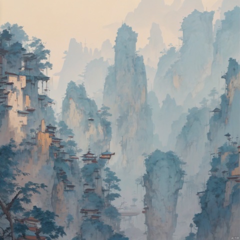  ,wdw kehuanfeng,Light,AARG_aerial-000018,bj_Fault art,east_asian_architecture, Ink and wash style_WDW_SMF, wdw_claborate-style painting
