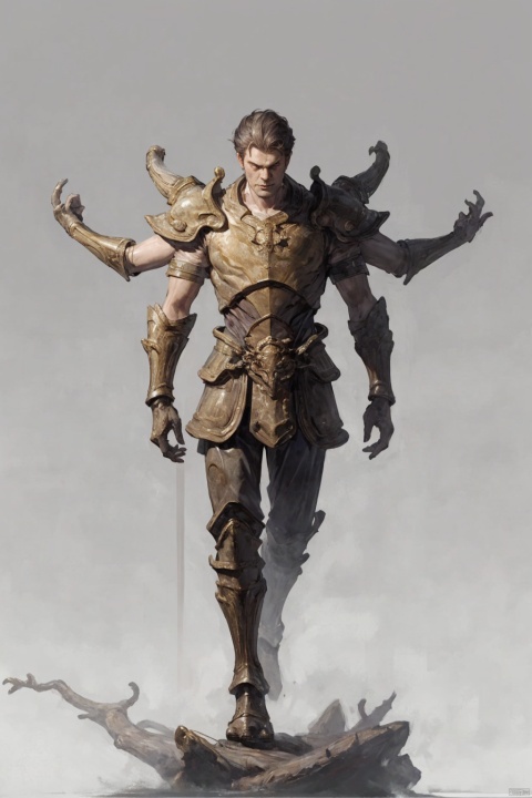  (1boy:1.6),solo,mature,incredibly absurdres,absurdres,realistic,full_shot,, Multiple arms, Bronze_ Armor