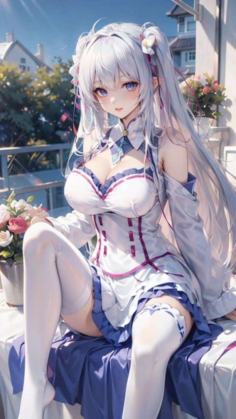  best quality,masterpiece,8k,1girl,very long hair,Pigtail hair,Gentle and sunny weather,flower,Slender legs,finely detail,masterpiece,best quality,official art,extremely detailed CG unity 8k wallpaper,absurdres,incredibly absurdres,huge filesize,ultra-detailed,highres,extremely detailed,beautiful detailed girl,light on face,cinematic lighting,from front,On the beach,lie in bed,exhibitionism