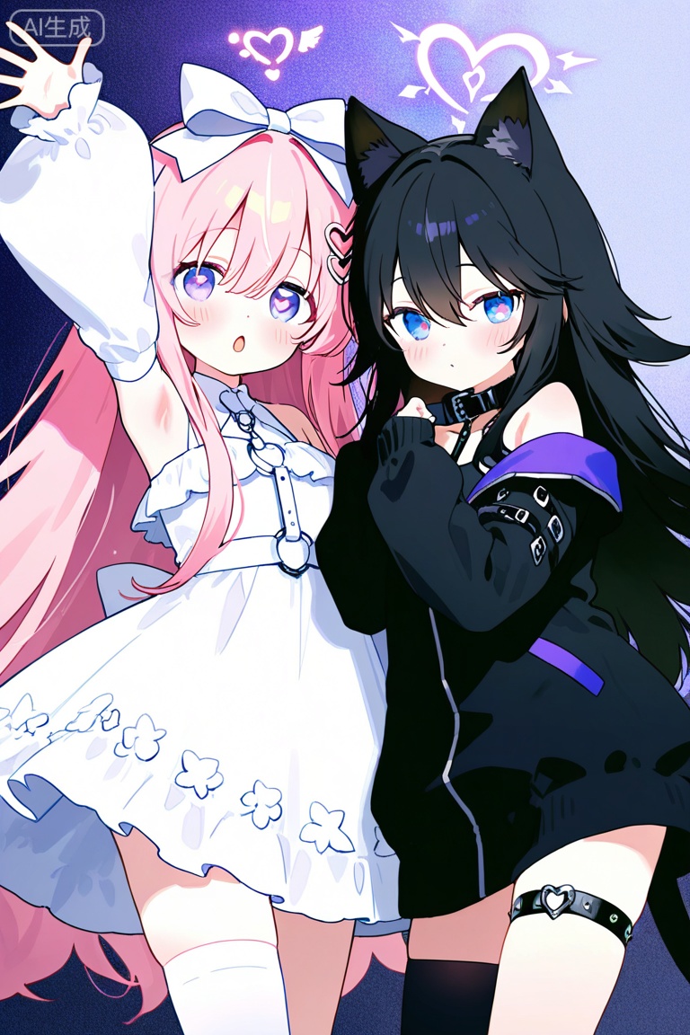 2girls,  loli,  arm_up by ..... on Tensor.Art