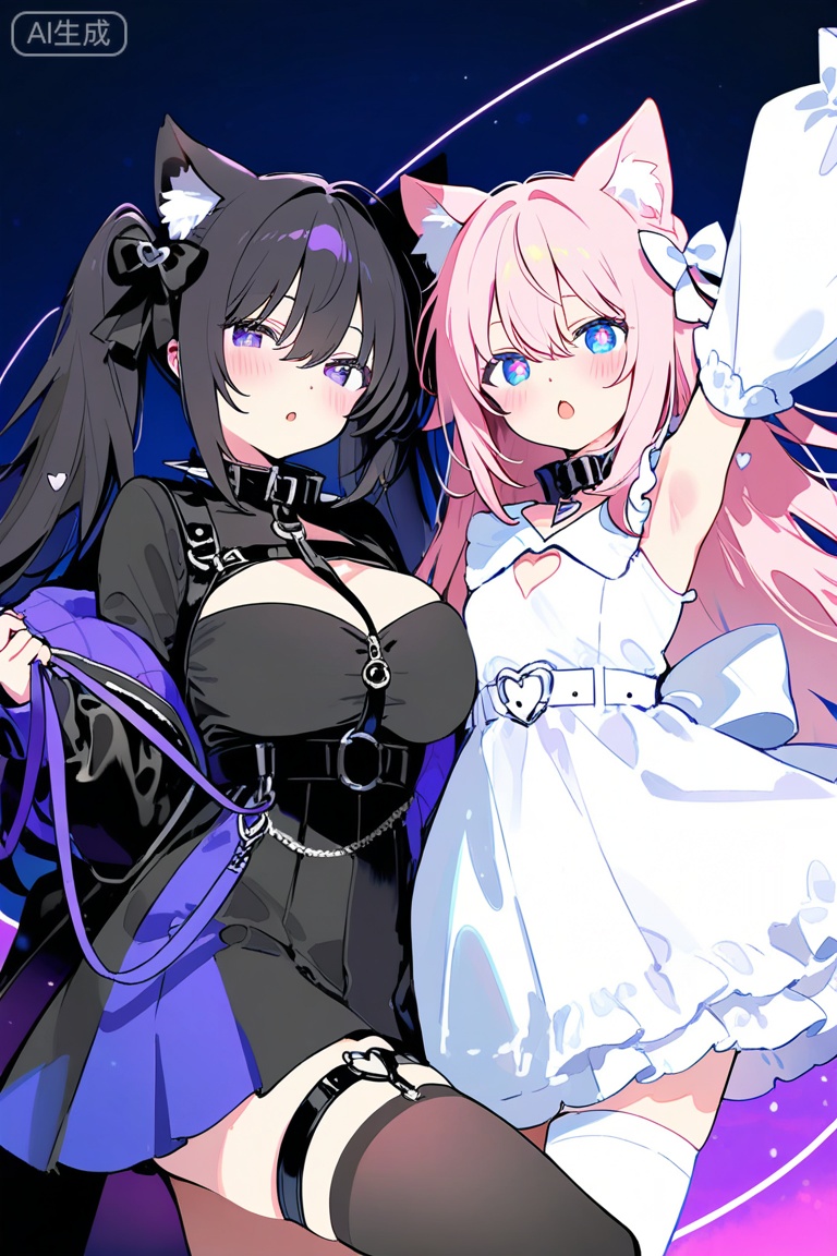 2girls,  :o,  animal_ear_fluff by ..... on Tensor.Art