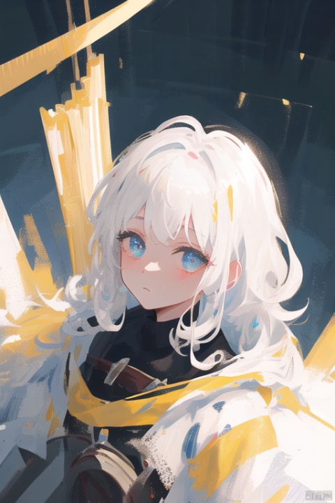 masterpiece,best quality,ultra-detailed,incredibly absurdres,illustration,
portrait,from_above,looking_at_viewer,depth of field,
1girl,white hair,messy hair,