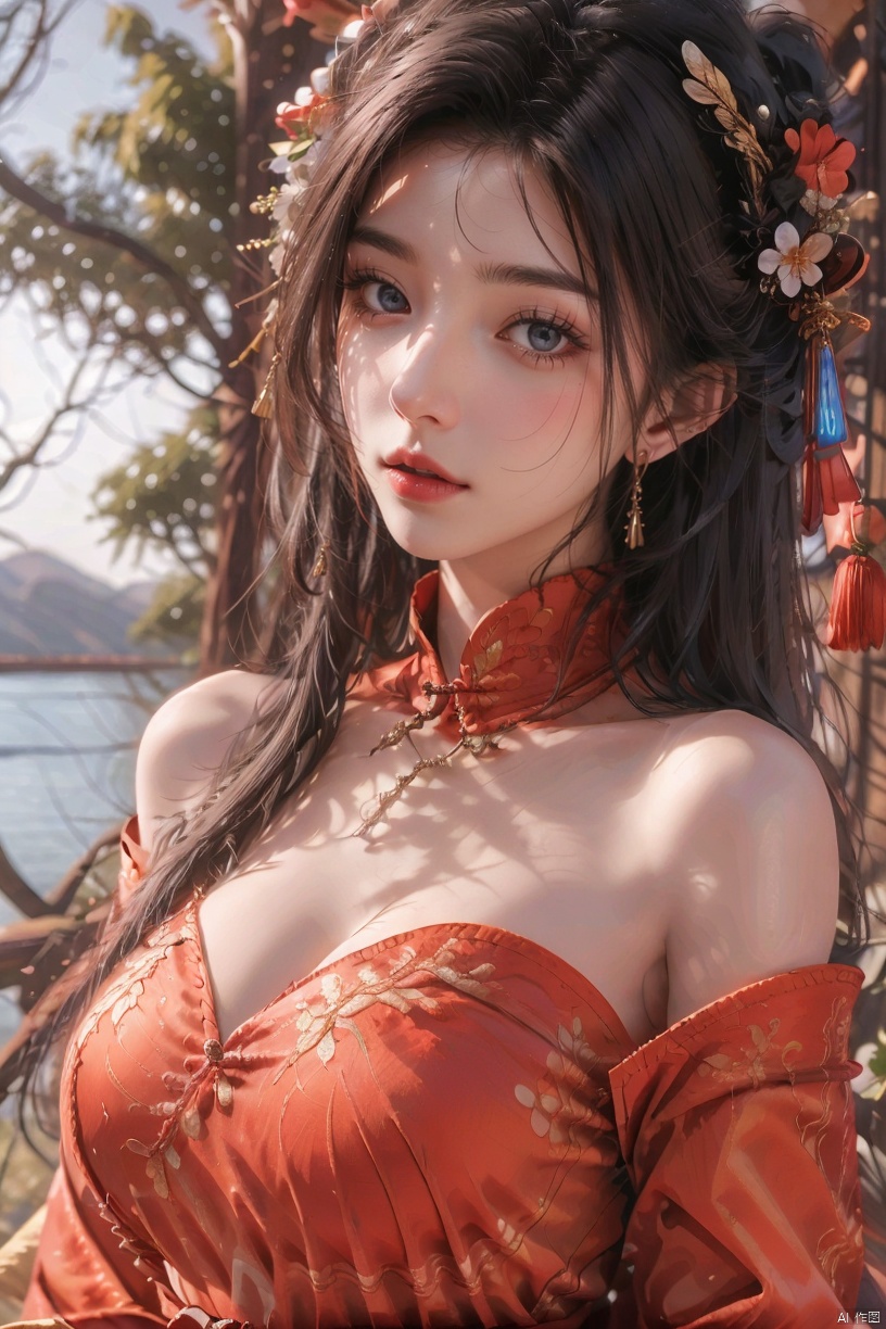 The cleavage of the Chinese dress the big breasts that seem to