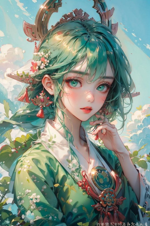 - High-quality photography
- Master's work
- Detailed face description
- blue and green
- Cute girl
- Fashionable woman
- Vibrant colors
- Wearing a blue and green outfit
- Confident expression
- Majestic environmental elements
- Photography
- Striking and modern cover design,yae miko