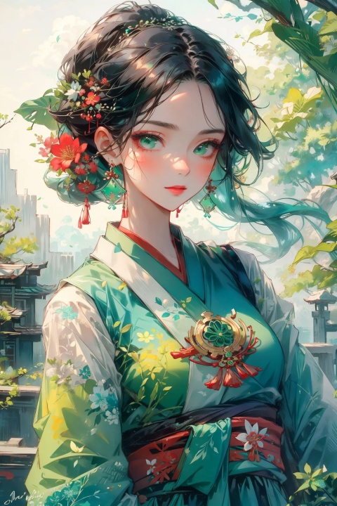 - High-quality photography
- Master's work
- Detailed face description
- blue and green
- Cute girl
- Fashionable woman
- Vibrant colors
- Wearing a blue and green outfit
- Confident expression
- Majestic environmental elements
- Photography
- Striking and modern cover design,yae miko,1girl