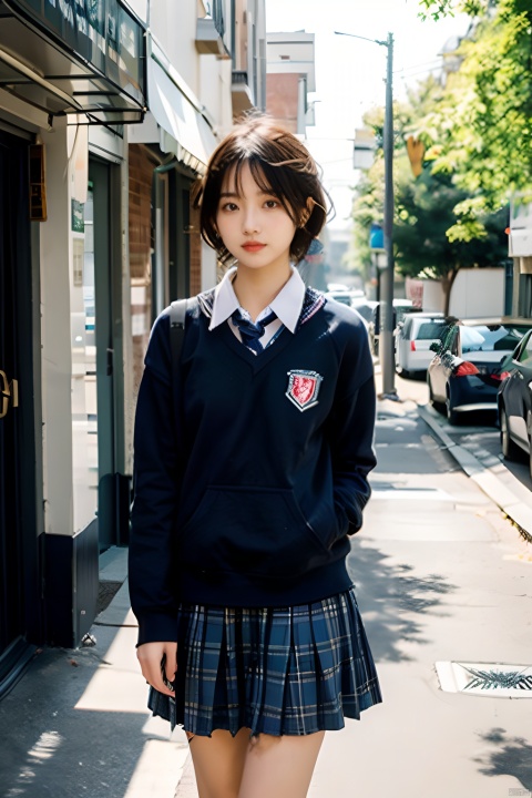  1girl,short hair,school uniform,