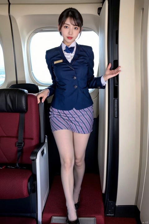  Nsfw,slut, airline stewardess,
short hair,seduce,sexy action,full body, pantyhose,busty, 