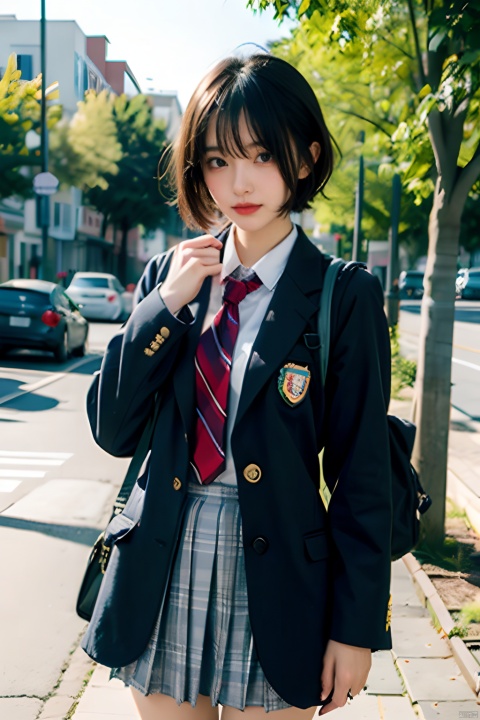 1girl,short hair,school uniform, 