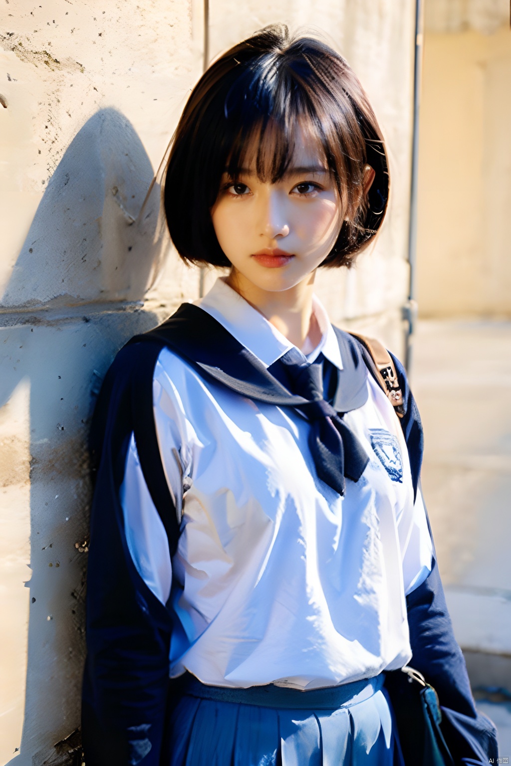  1girl,short hair,school uniform, ,moyou