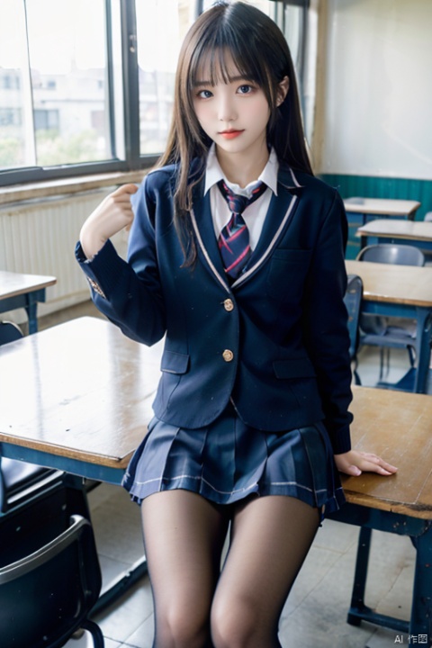  1girl,pantyhose,school_uniform