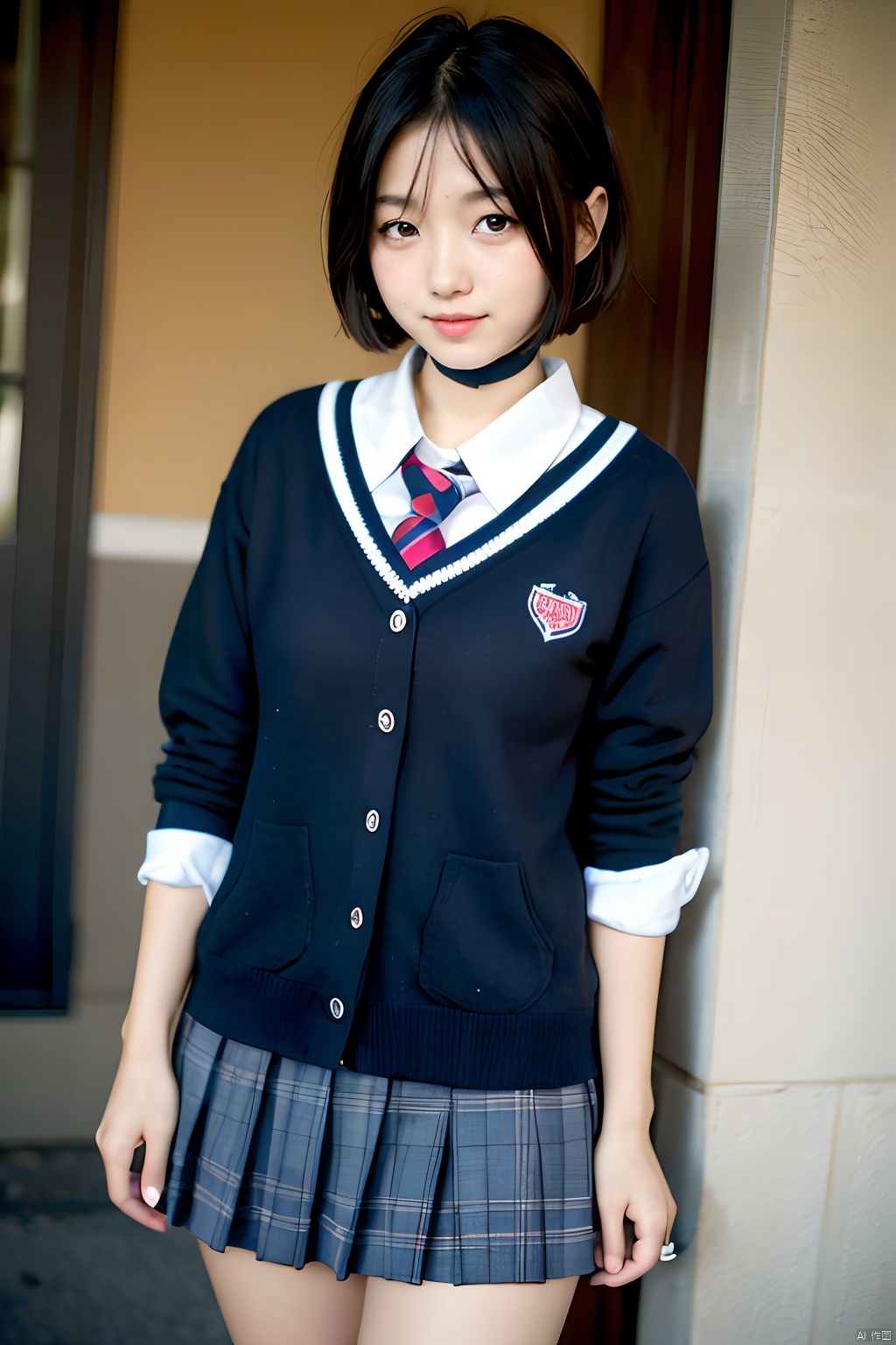  1girl,short hair,school uniform,