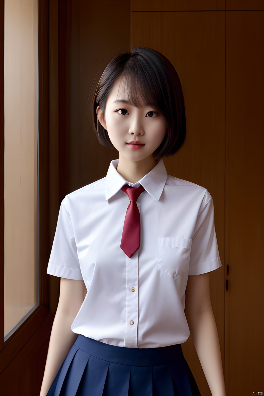 1girl,short hair,school uniform, , xiqing