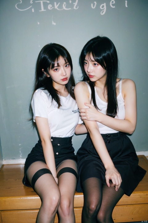  2girls,2_girls,yuri,girl's_love,yuri (dirty pair) (cosplay),black pantyhose, Detail, takei film
