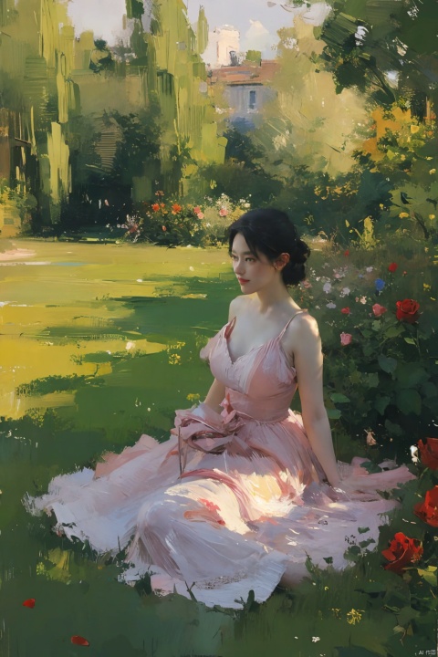 {best quality}, {{masterpiece}}, {highres}, Oil Paintings, ((Monet's Garden)), Oil painting strokes, A painting, Monet style, extremely detailed CG, extremely detailed 8K wallpaper, (((masterpiece))), ((ultra-detailed)), ((sketch)), (painting), ((wide_shot)), garden, (detailed light), day, Dashan, garden, lily_\(flower\), 1girl, closed mouth, black hair, red eyes, bare shoulders, lolita, dress, Broken flower skirt, medium breasts, petals, falling petals, (((rose))), (vines), cage, sky, bichu, FeiNiao, 1 girl, Monet V1, (illustration), Monet style, Oil Paintings, Hand-drawn, (((best quality))), cozy anime, tutututu, white pantyhose