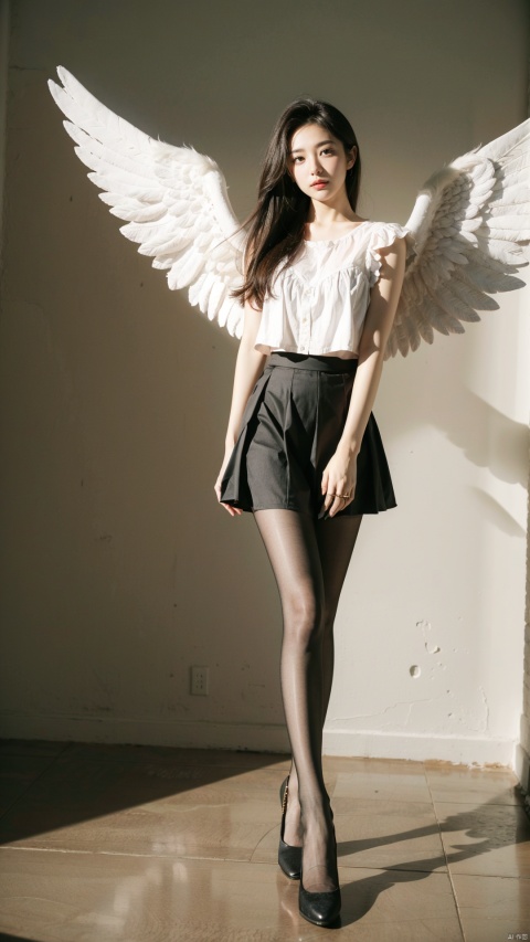  Super long legs, 1 girl, standing,Wings, Angels
Professional studio, integrated short skirt,t,yuzu,pantyhose,sssr,
