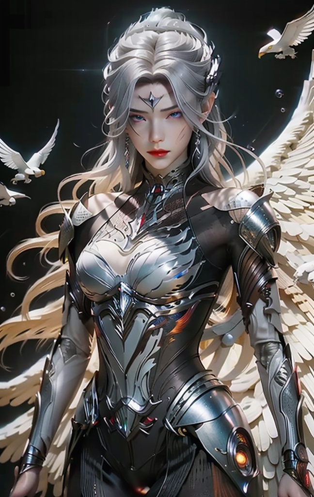 RAW photo, sharp, 8k, masterpiece,Pure black background, highres, (masterpiece, best quality, high resolution), ( 1human arm), (cyborg), intricate bodysuit, skintight silver armor,1girl, solo, Woman (soaring|flying) through clouds, surrounded by eagles, Dutch angle, art by todd mcfarlane, trending on deviant art, (8k, ultra quality, masterpiece), low iso, SteelHeartQuiron character,metallic wings, undercut hairstyle, soaring through the clouds, arms stretched out, silver hair, yelling, screaming with joy, silver metallic short hair, science fiction, Sorayama Style, chrome armor, shiny costume, chrome hair, (isometric), (fisheye), (bubble), dark theme, well drawn eyes, gopro, action shot, flying, yelling, shouting, smiling, dynamic action, beautiful facial features, pretty lips, (Point-of-view shot), art by todd mcfarlane, trending on deviant art, (8k, ultra quality, masterpiece), low iso,
,dunhuang,cozy anime,curtains,huliya,wangqihuiyilu,cyborg,qzclothing_white,CORNEO_TENTACLE_SEX,TENTACLE PIT,hf_xy