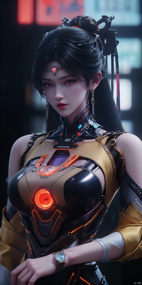  The TVGirl,mecha technology suit,standing,big chest,37-point lens,weird style,cyberpunk style,LXQ, sujieyu, JPE