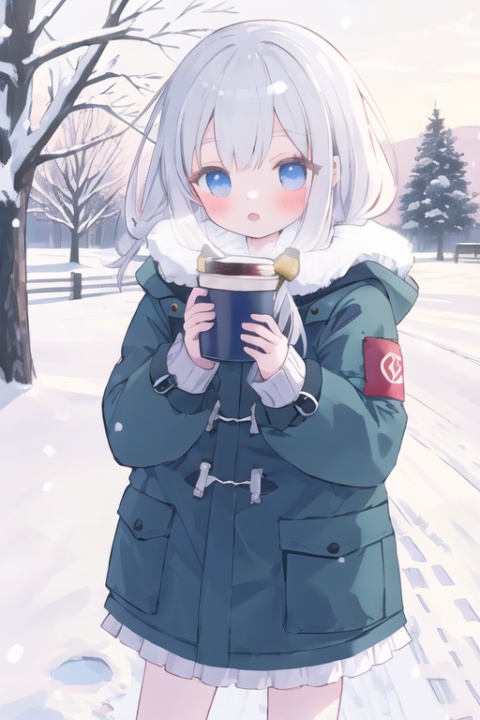 masterpiece,best quality,1girl,loli,Down jacket, snow covered