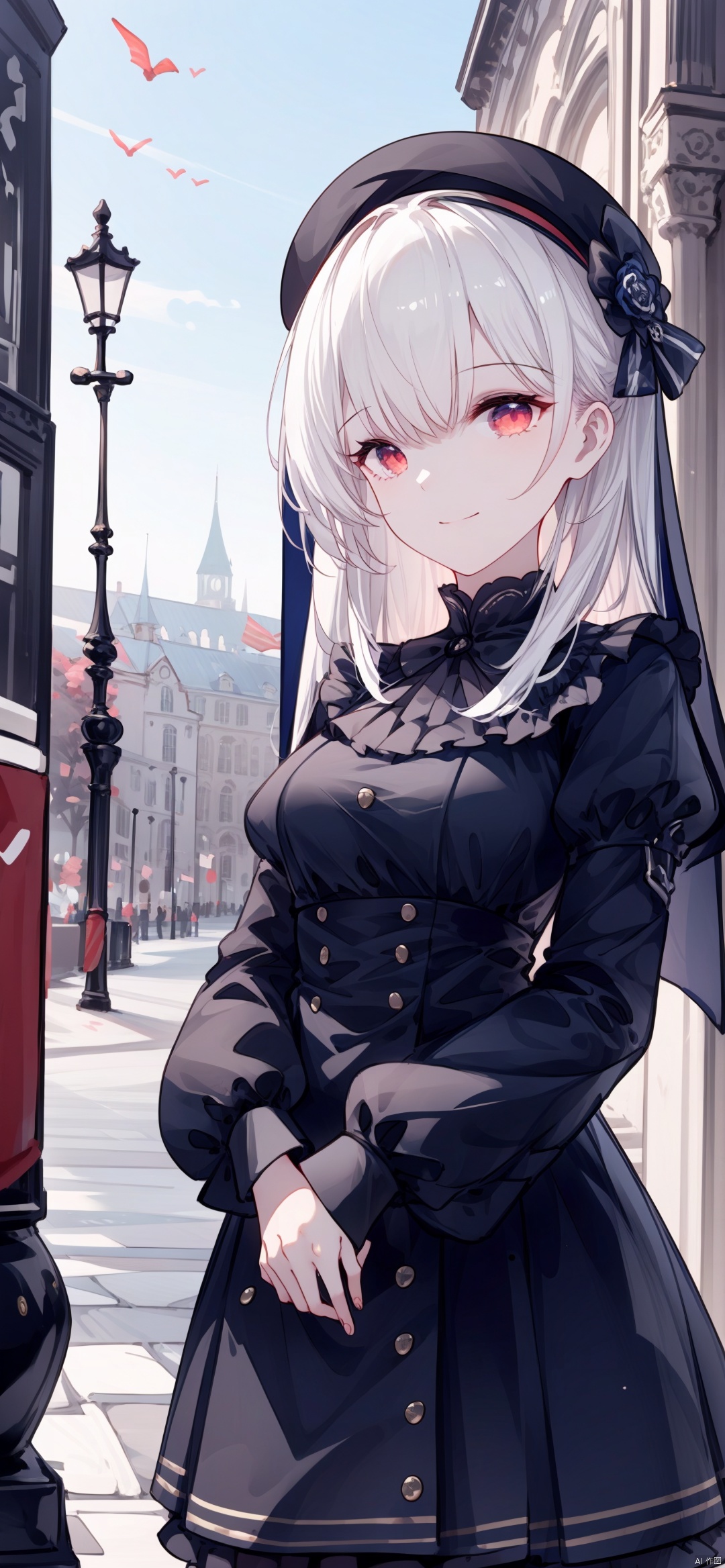 maximalism.fine fabric emphasis,1girl,long hair,white hair,red eyes,smile,gothic lolita dress,bridal veil,looking at viewer,cowboy shot,
best quality, amazing quality, very aesthetic, absurdres, 
HDR, UHD, 8K, Highly detailed, best quality, masterpiece, realistic, Highly detailed, (EOS R8, 50mm, F1.2, 8K, RAW photo:1.2), ultra realistic 8k cg,