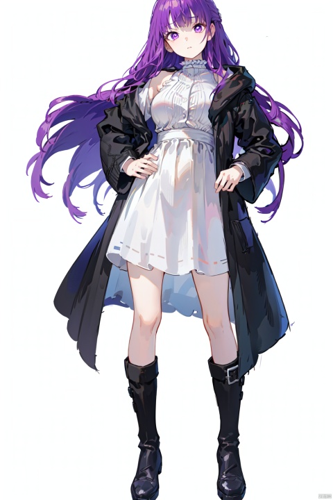 8k, best quality, masterpiece, (ultra-detailed:1.1), (high detailed skin),(full body:1.4), white background, standing, looking at viewer, (solo:1.3), hand on hip,, fl, def clothe, 1girl, long hair, purple hair, purple eyes,coat,black boots, (white background, simple background:1.4),, ( good hands, nice hands:0.5),(beautiful_face), ((intricate_detail)), clear face,((finely_detailed)), fine_fabric_emphasis,((glossy)), full_shot,
负向提示