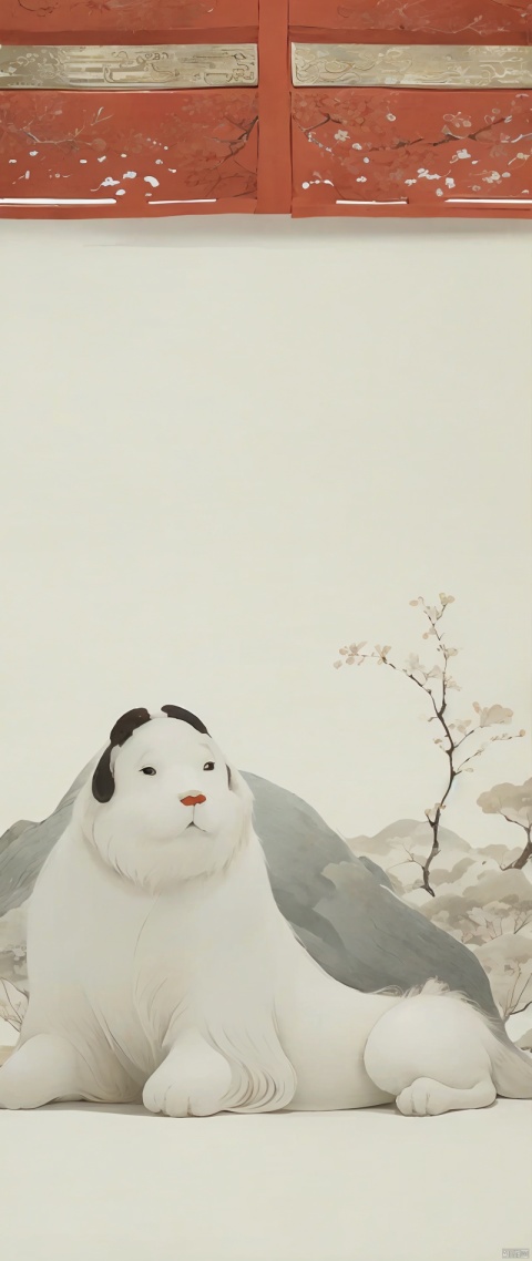  Chinese traditionallandscpae with anoff white background with a light gray thinines texturewith old paper texture featuringchinese art,Song dynasty, Xuan paper, Goofy.Solitary cloud, Sit alone, JingtingMountain,Never get tired of it, Look at eachother