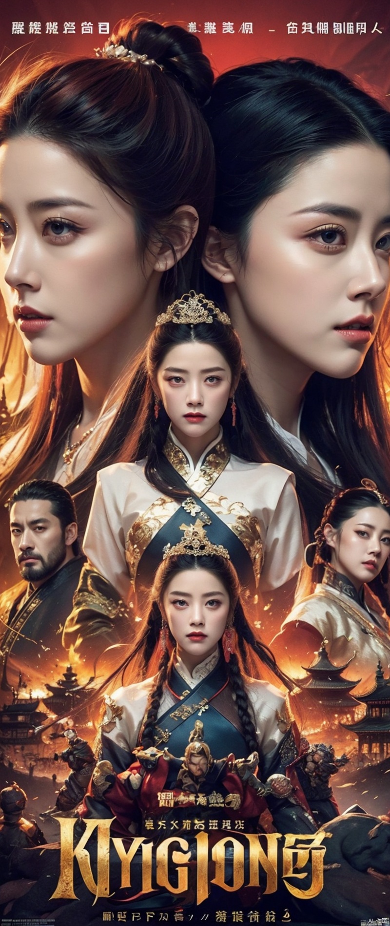  The most esoteric、top-quality、Photorealsitic、A hyper-realistic、Movie Poster、three kingdom, guofeng