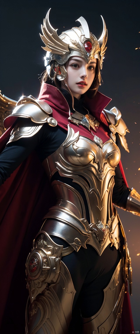8k, best quality, masterpiece, illustration, an extremely delicate and beautiful, extremely detailed ,CG ,unity ,wallpaper, finely detail, official art,  unity 8k wallpaper, incredibly absurdres, quan,ban, cursed_left_arm,winged helmet,red cape,malenia_blade,