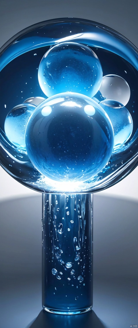There is a blue and white object in the middle of the round object,valve promotional splash art,Mana flowing around,3D fluid simulation rendering,Smooth 3D CG rendering,unrealengine 4,8k CG rendering,cinema4D rendering,4D rendering , cinema 4d render