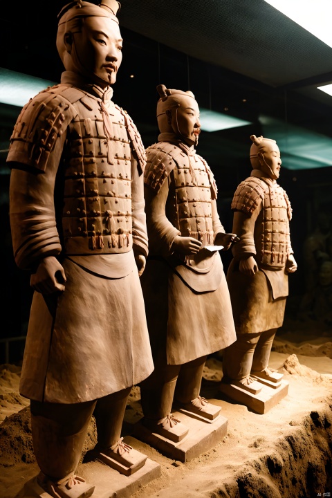 The Terracotta Army is on the phone.terracotta,figurines of warriors and horses buried with thedead
