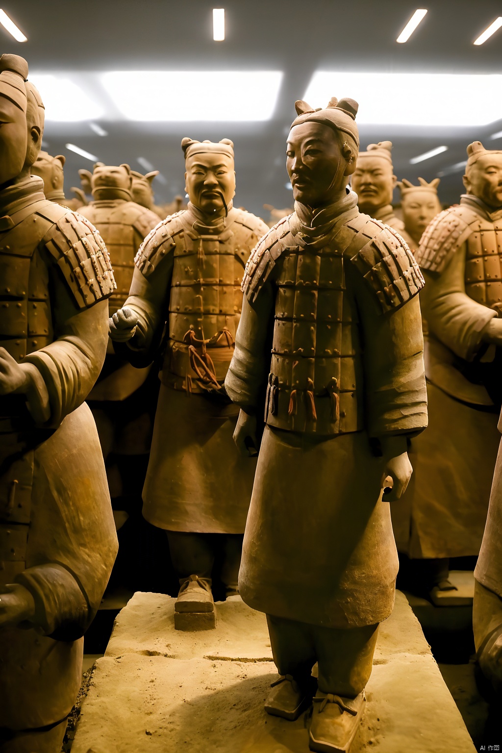 The Terracotta Army is on the phone.terracotta,figurines of warriors and horses buried with thedead
