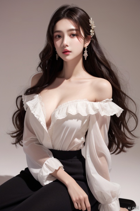 The best quality, masterpiece, high resolution, exquisite facial features, exquisite facial description, extremely detailed wallpaper, advanced, goddess, long curly hair, beautiful girl, cool, extreme hair, clear face, exquisite clothing, Lolita skirt, exquisite hair accessories, vulnerability,